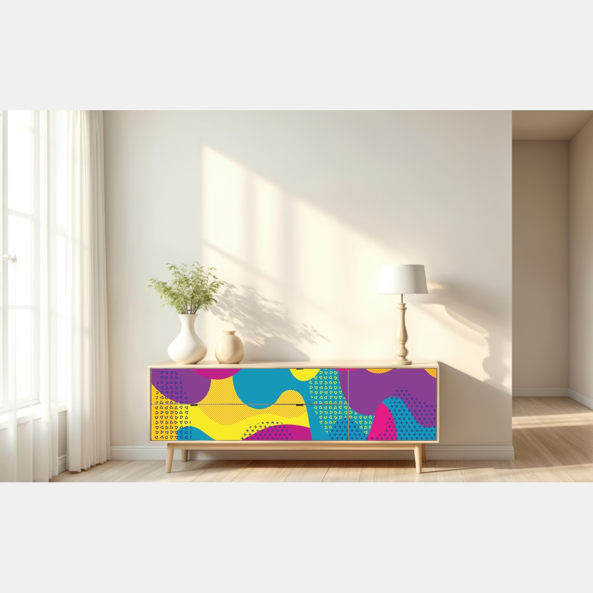 Repositionierbarer Aufkleber leuchtendes abstraktes wellenmuster – Wallnifity® Repositionierbarer Aufkleber leuchtendes abstraktes wellenmuster – Wallnifity®