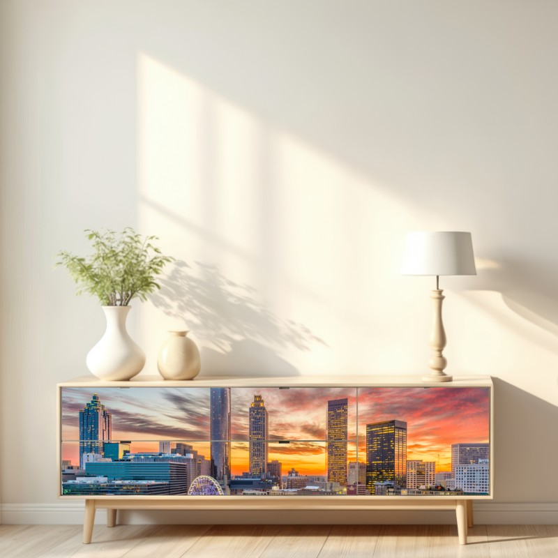 Repositionierbarer Aufkleber Atlanta skyline bei sonnenuntergang – Wallnifity® Repositionierbarer Aufkleber Atlanta skyline bei sonnenuntergang – Wallnifity®