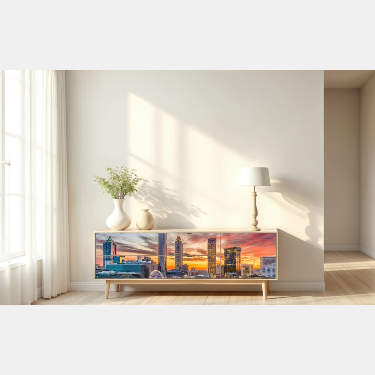 Repositionierbarer Aufkleber Atlanta skyline bei sonnenuntergang – Wallnifity® Repositionierbarer Aufkleber Atlanta skyline bei sonnenuntergang – Wallnifity®