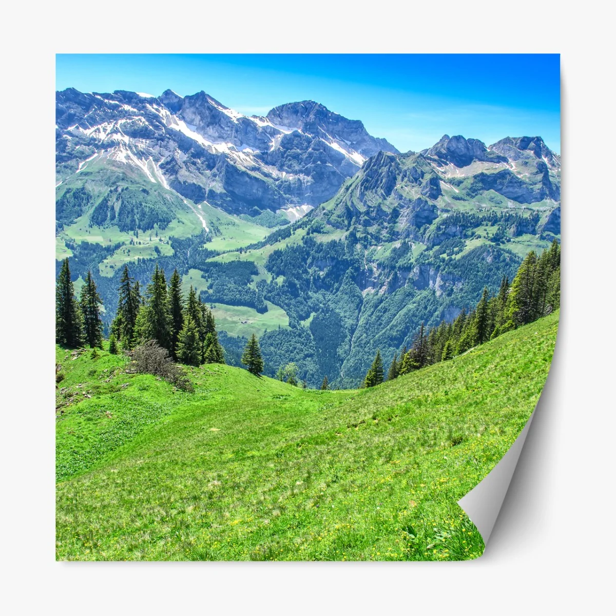 Repositionierbarer Aufkleber alpine panorama über Engelberg, Schweiz – Wallnifity® Repositionierbarer Aufkleber alpine panorama über Engelberg, Schweiz – Wallnifity®