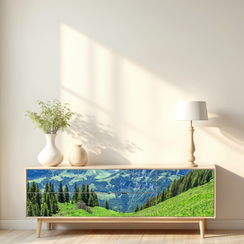 Repositionierbarer Aufkleber alpine panorama über Engelberg, Schweiz – Wallnifity® Repositionierbarer Aufkleber alpine panorama über Engelberg, Schweiz – Wallnifity®
