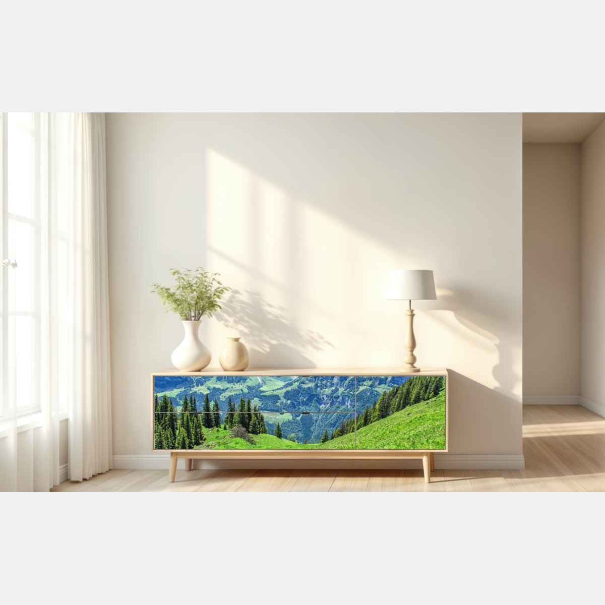 Repositionierbarer Aufkleber alpine panorama über Engelberg, Schweiz – Wallnifity® Repositionierbarer Aufkleber alpine panorama über Engelberg, Schweiz – Wallnifity®