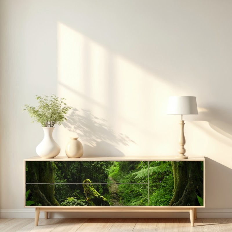Repositionierbarer Aufkleber verzauberter moosiger waldpfad – Wallnifity® Repositionierbarer Aufkleber verzauberter moosiger waldpfad – Wallnifity®