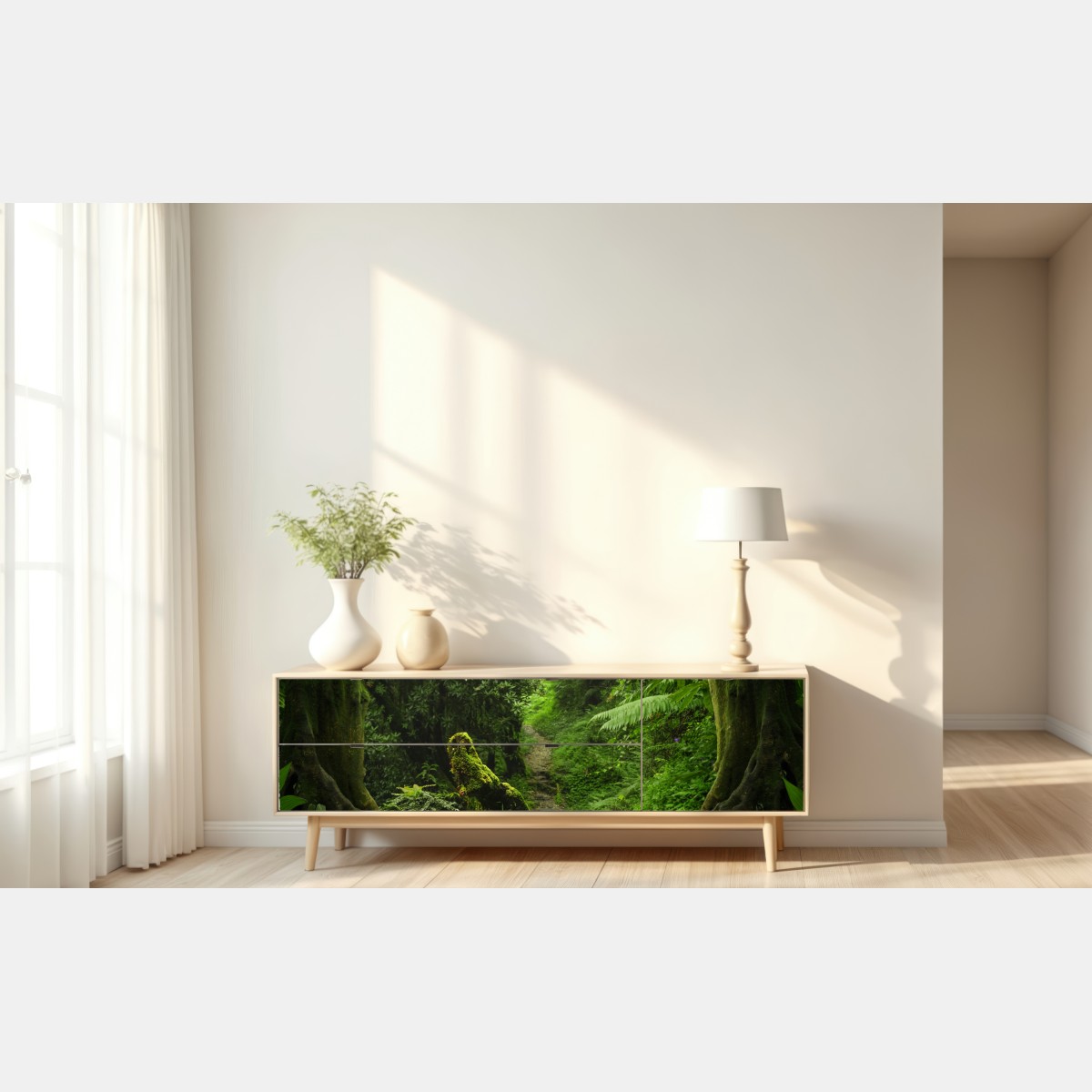 Repositionierbarer Aufkleber verzauberter moosiger waldpfad – Wallnifity® Repositionierbarer Aufkleber verzauberter moosiger waldpfad – Wallnifity®