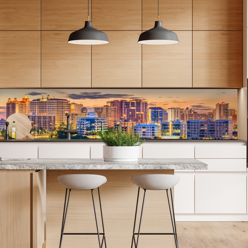 Repositionierbarer Aufkleber sonnenuntergang über Villefranche-sur-Mer – Wallnifity®