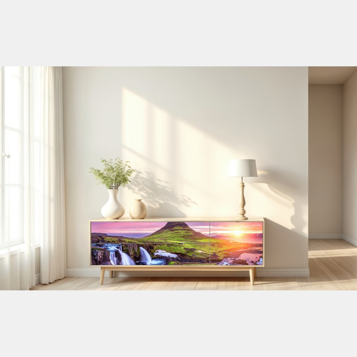 Repositionierbarer Aufkleber Kirkjufell bei sonnenaufgang – Wallnifity® Repositionierbarer Aufkleber Kirkjufell bei sonnenaufgang – Wallnifity®