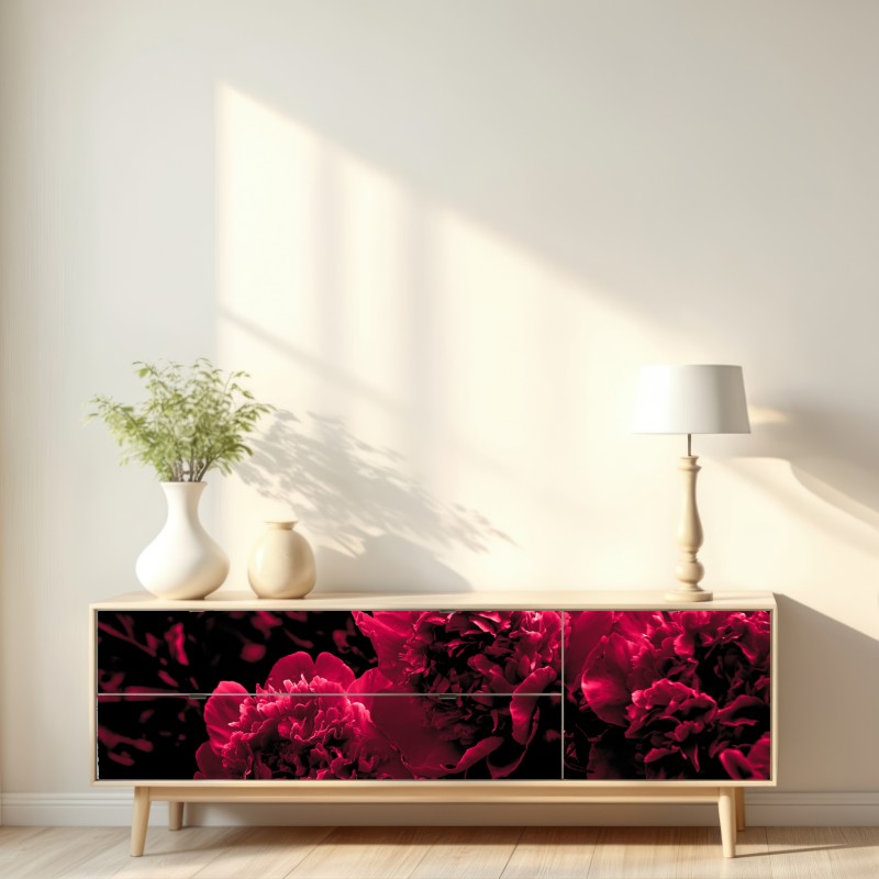 Repositionierbarer Aufkleber stimmungsvolle rosa pfingstrosen – Wallnifity® Repositionierbarer Aufkleber stimmungsvolle rosa pfingstrosen – Wallnifity®