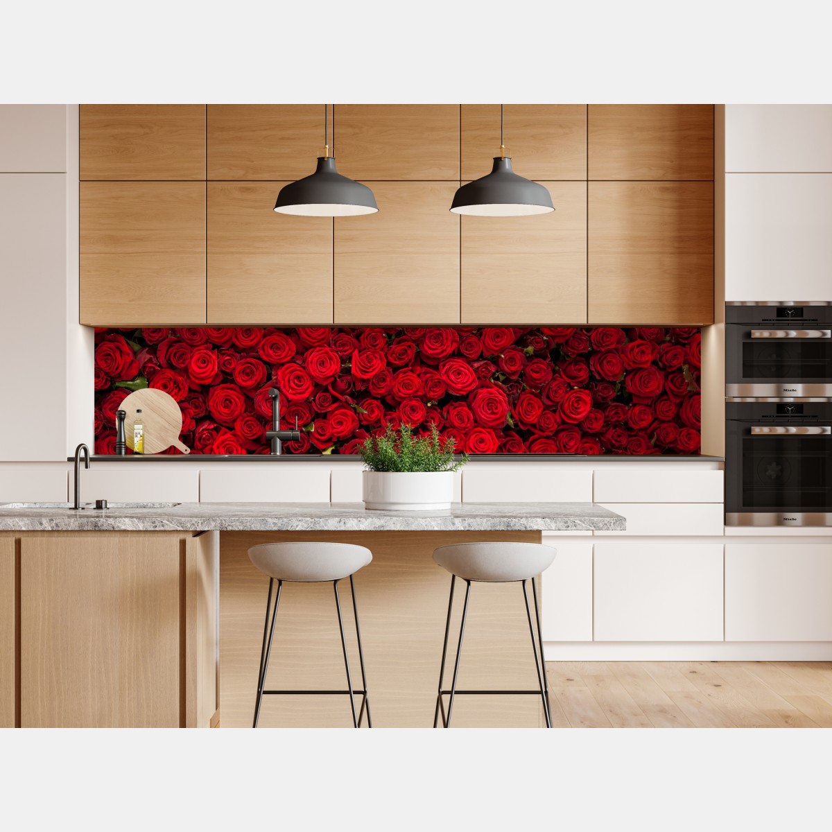 Repositionierbarer Aufkleber endlose wand aus roten rosen – Wallnifity® Repositionierbarer Aufkleber endlose wand aus roten rosen – Wallnifity®