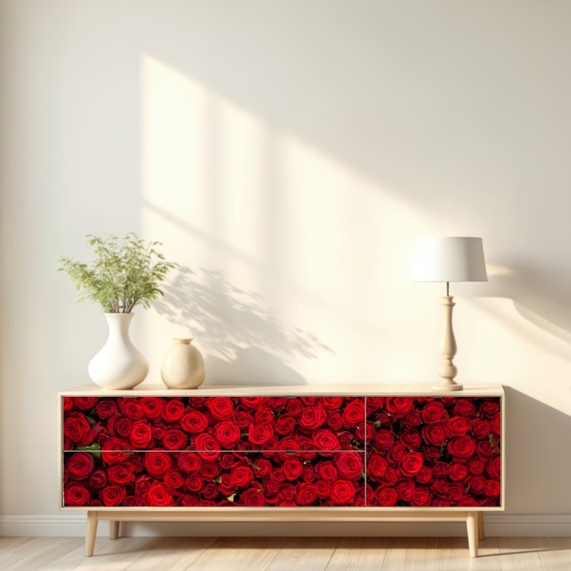 Repositionierbarer Aufkleber endlose wand aus roten rosen – Wallnifity® Repositionierbarer Aufkleber endlose wand aus roten rosen – Wallnifity®