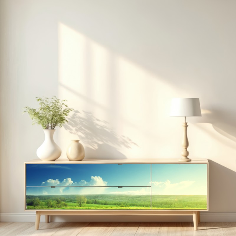 Repositionierbarer Aufkleber sonnige frühlingswiese im abendlicht – Wallnifity® Repositionierbarer Aufkleber sonnige frühlingswiese im abendlicht – Wallnifity®