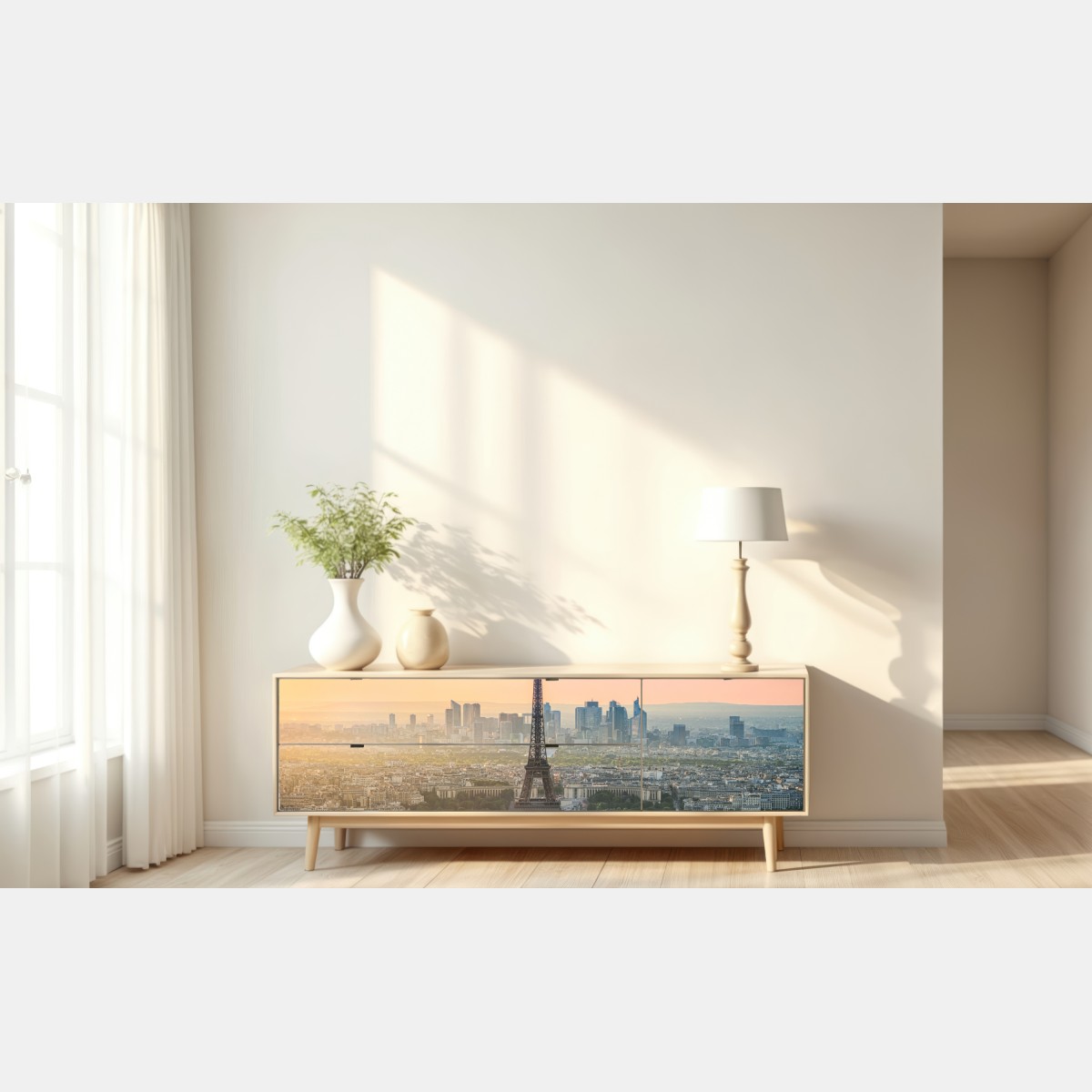 Repositionierbarer Aufkleber Paris stadtbild bei sonnenuntergang mit dem Eiffelturm – Wallnifity® Repositionierbarer Aufkleber Paris stadtbild bei sonnenuntergang mit dem Eiffelturm – Wallnifity®