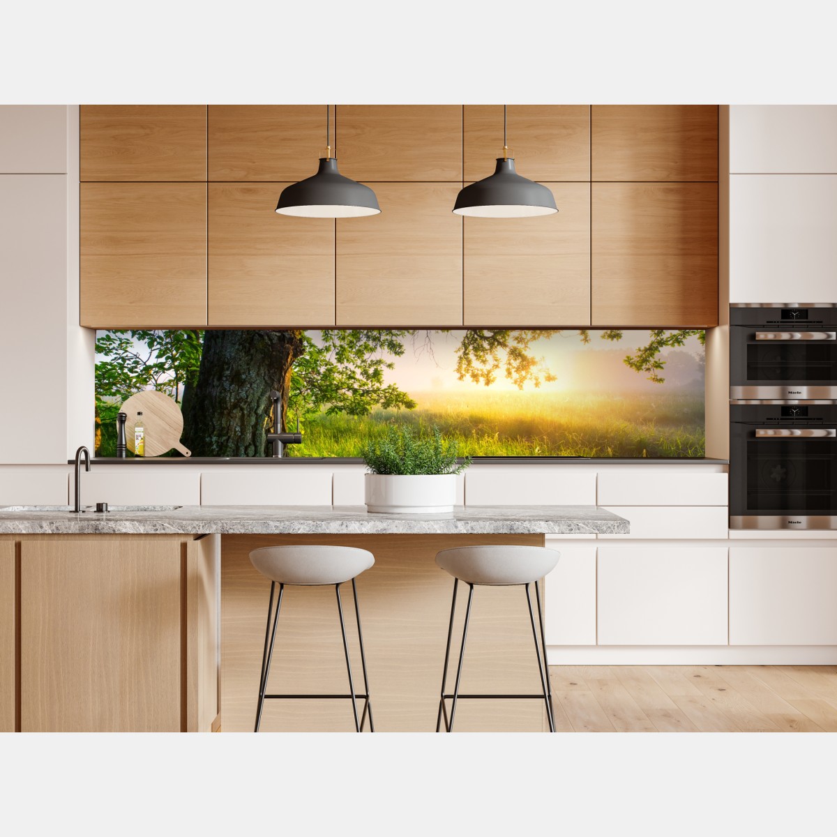 Repositionierbarer Aufkleber morgendliche eiche auf sonnenbeschienener wiese – Wallnifity® Repositionierbarer Aufkleber morgendliche eiche auf sonnenbeschienener wiese – Wallnifity®