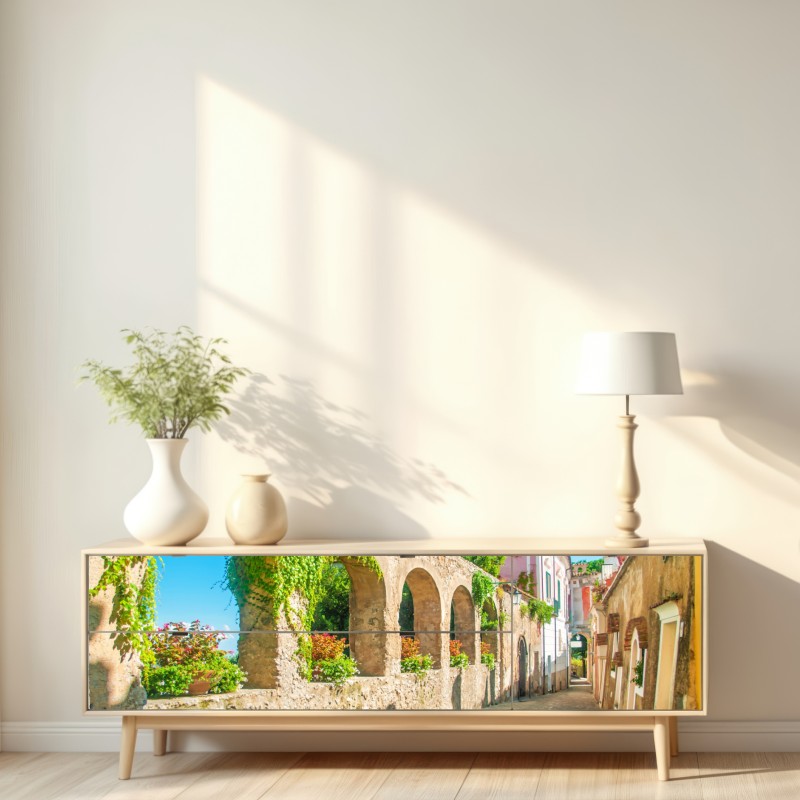 Repositionierbarer Aufkleber sonnige bögen in Ravello – Wallnifity® Repositionierbarer Aufkleber sonnige bögen in Ravello – Wallnifity®