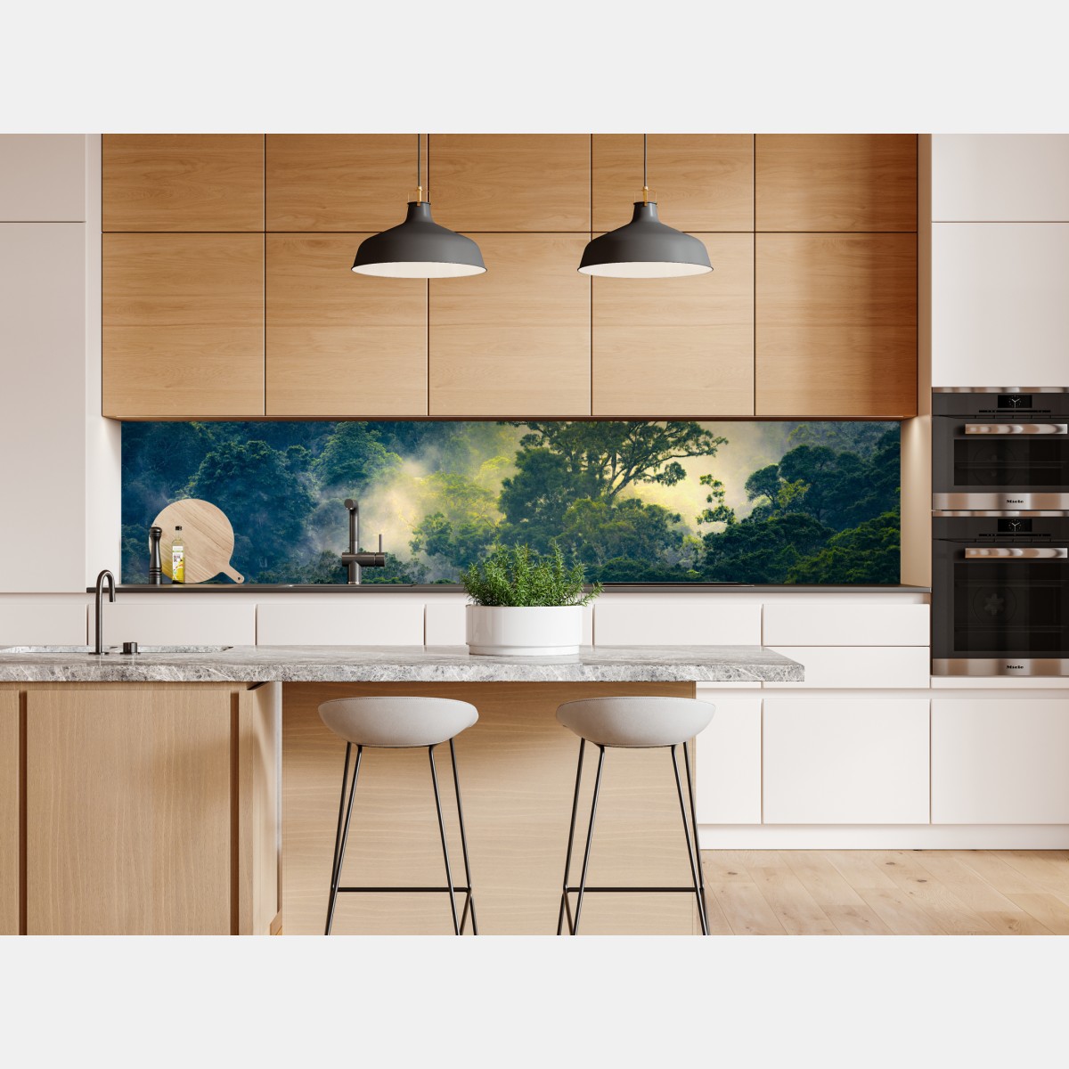 Repositionierbarer Aufkleber nebliger regenwald mit baumkronen – Wallnifity® Repositionierbarer Aufkleber nebliger regenwald mit baumkronen – Wallnifity®
