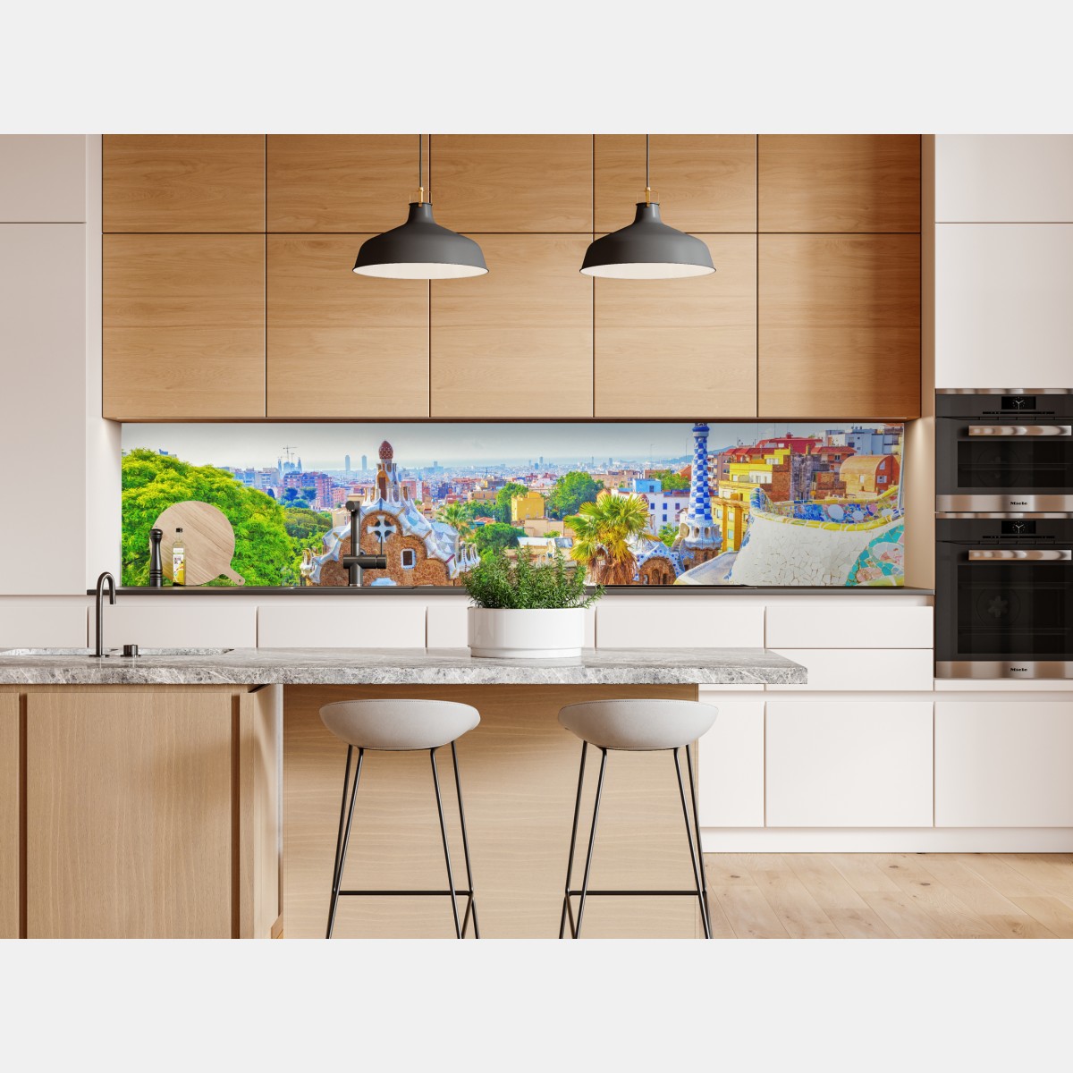 Repositionierbarer Aufkleber lebendiges Barcelona Park Güell mosaik panorama – Wallnifity® Repositionierbarer Aufkleber lebendiges Barcelona Park Güell mosaik panorama – Wallnifity®