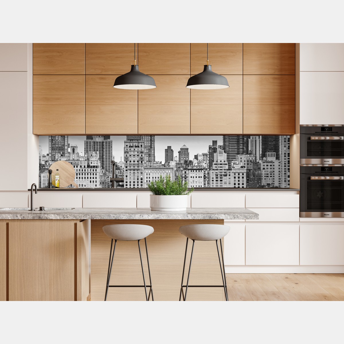 Repositionierbarer Aufkleber Manhattan skyline in schwarzweiß – Wallnifity® Repositionierbarer Aufkleber Manhattan skyline in schwarzweiß – Wallnifity®