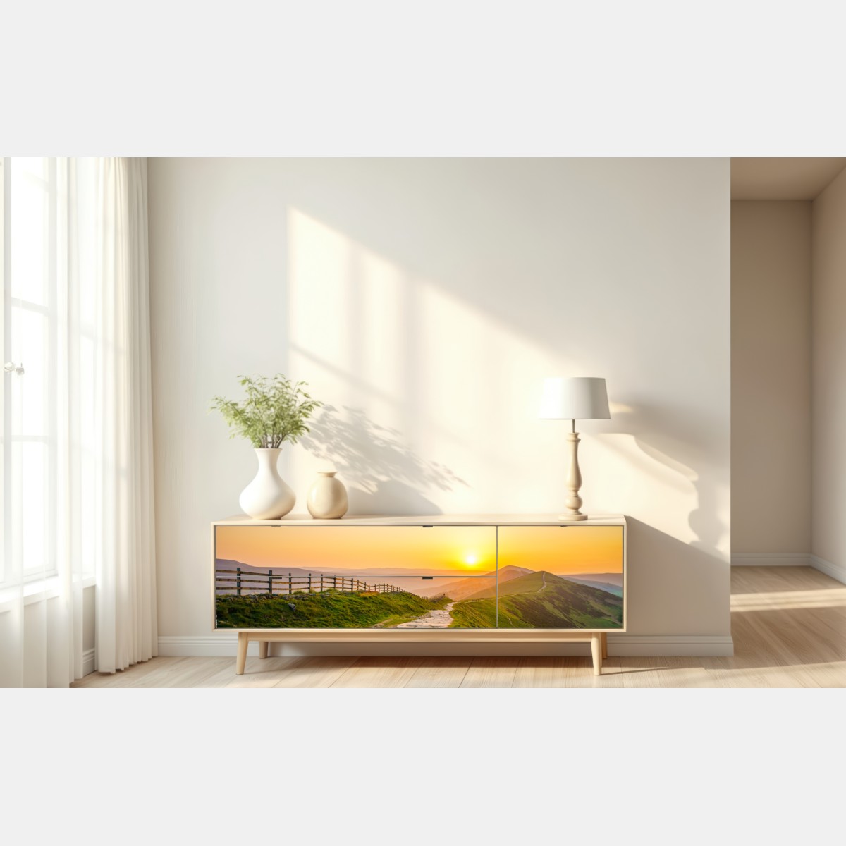 Repositionierbarer Aufkleber sonnenbeschienener gebirgskamm bei sonnenaufgang – Wallnifity® Repositionierbarer Aufkleber sonnenbeschienener gebirgskamm bei sonnenaufgang – Wallnifity®