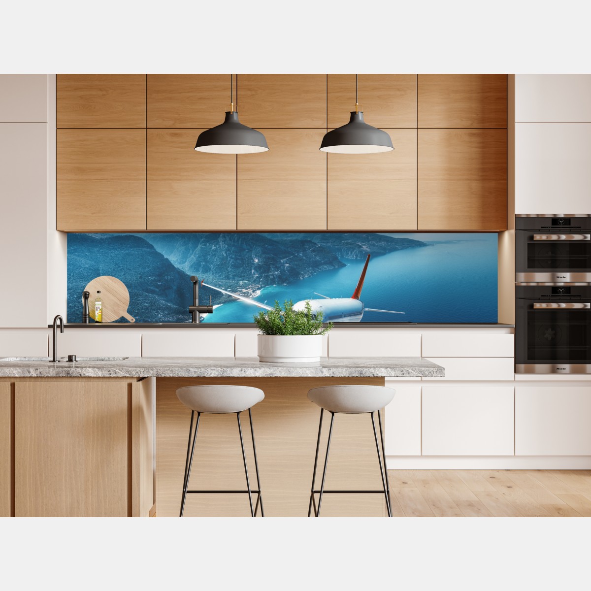 Repositionierbarer Aufkleber küstenflug über türkisblauem meer – Wallnifity® Repositionierbarer Aufkleber küstenflug über türkisblauem meer – Wallnifity®