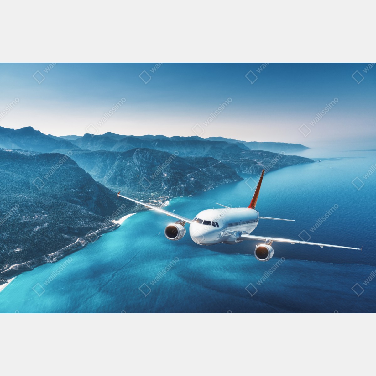 Repositionierbarer Aufkleber küstenflug über türkisblauem meer – Wallnifity® Repositionierbarer Aufkleber küstenflug über türkisblauem meer – Wallnifity®
