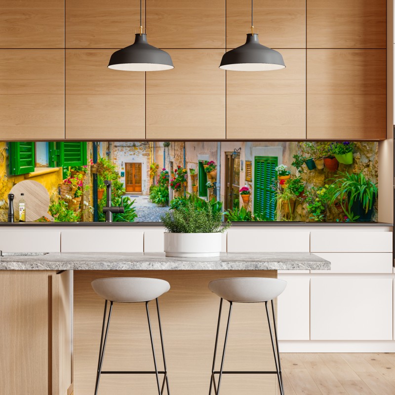 Repositionierbarer Aufkleber nebeliger kiefernwald – Wallnifity®