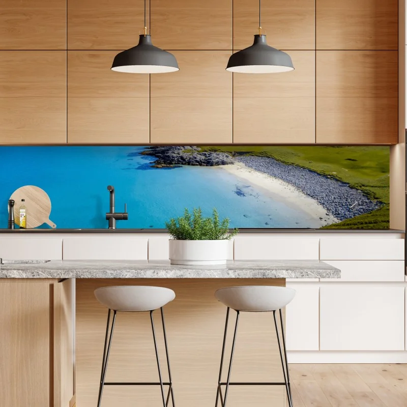 Repositionierbarer Aufkleber ruhige türkisfarbene strandlandschaft – Wallnifity® Repositionierbarer Aufkleber ruhige türkisfarbene strandlandschaft – Wallnifity®