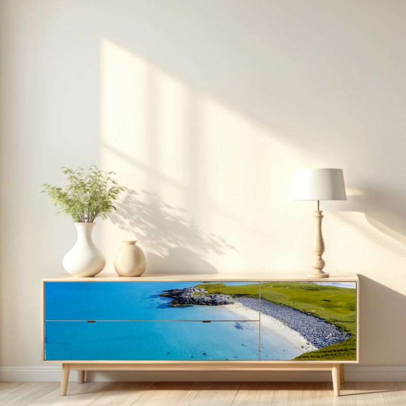 Repositionierbarer Aufkleber ruhige türkisfarbene strandlandschaft – Wallnifity® Repositionierbarer Aufkleber ruhige türkisfarbene strandlandschaft – Wallnifity®