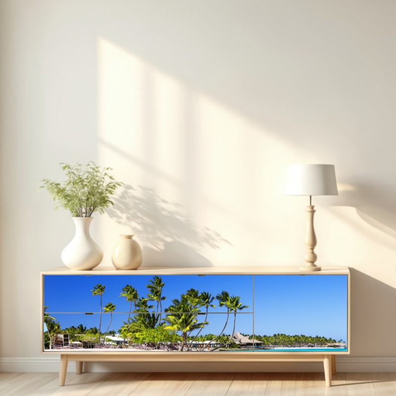 Repositionierbarer Aufkleber tropischer strand in Cap Cana – Wallnifity® Repositionierbarer Aufkleber tropischer strand in Cap Cana – Wallnifity®