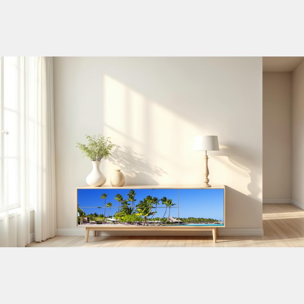Repositionierbarer Aufkleber tropischer strand in Cap Cana – Wallnifity® Repositionierbarer Aufkleber tropischer strand in Cap Cana – Wallnifity®