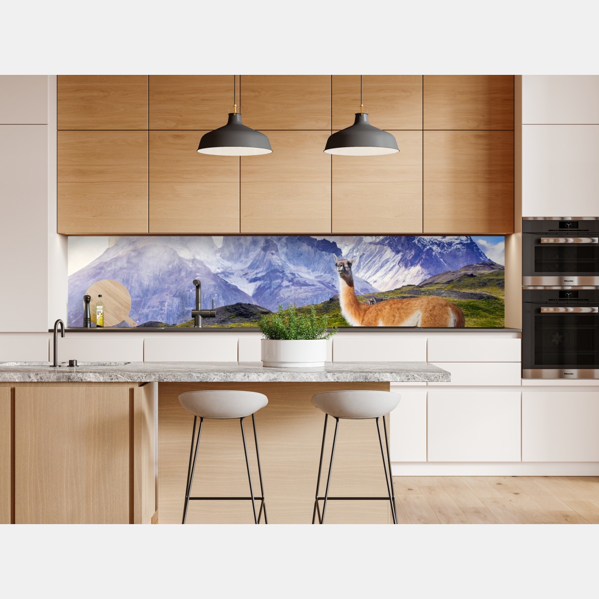 Repositionierbarer Aufkleber Torres del Paine Patagonia landschaft mit guanako – Wallnifity® Repositionierbarer Aufkleber Torres del Paine Patagonia landschaft mit guanako – Wallnifity®