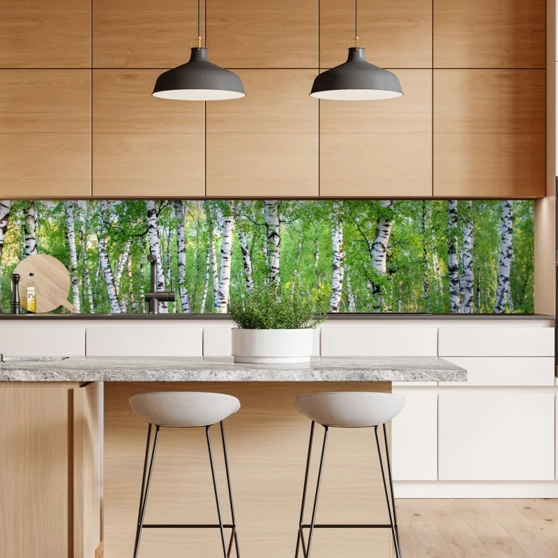 Repositionierbarer Aufkleber ruhiger birkenhain im sommer – Wallnifity® Repositionierbarer Aufkleber ruhiger birkenhain im sommer – Wallnifity®