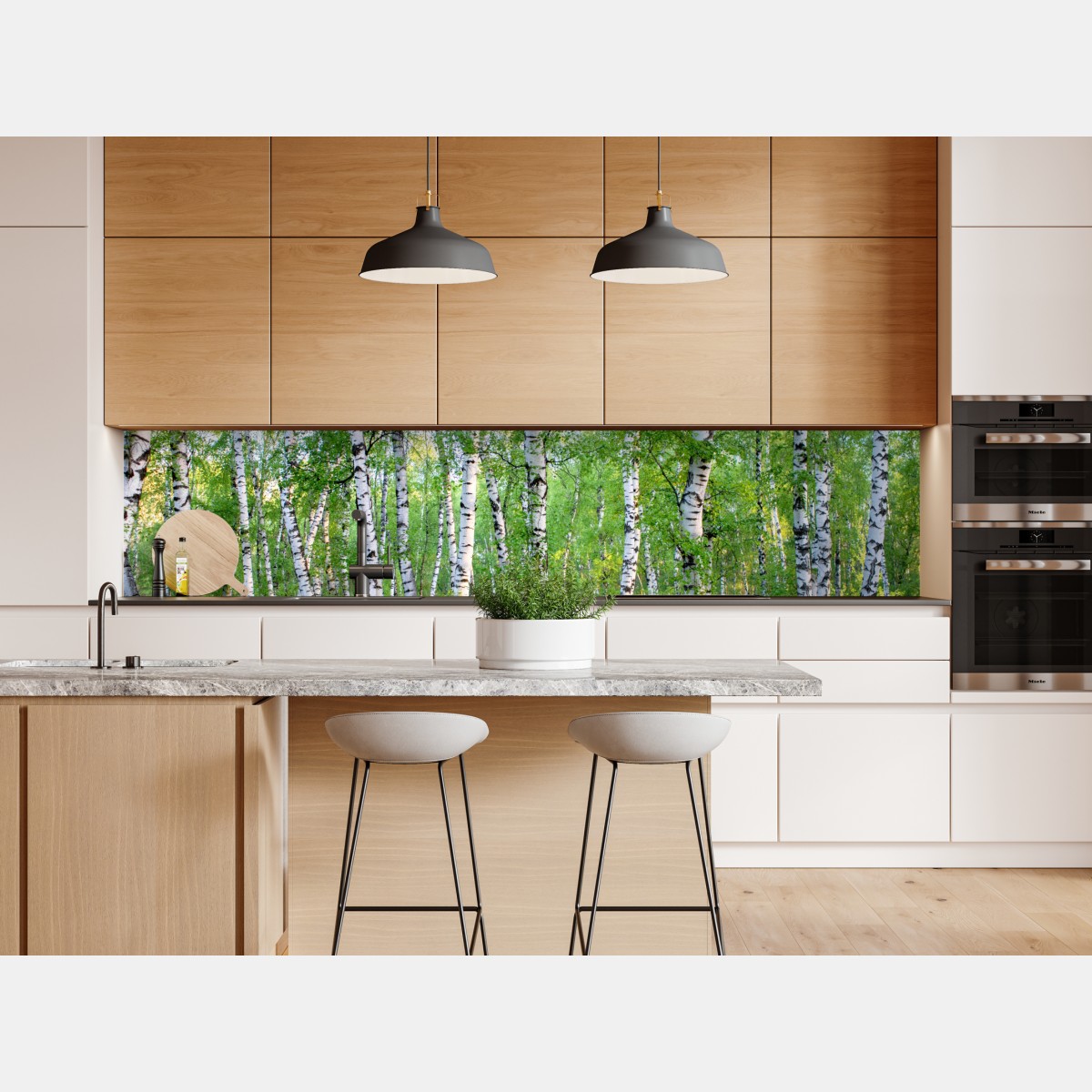 Repositionierbarer Aufkleber ruhiger birkenhain im sommer – Wallnifity® Repositionierbarer Aufkleber ruhiger birkenhain im sommer – Wallnifity®