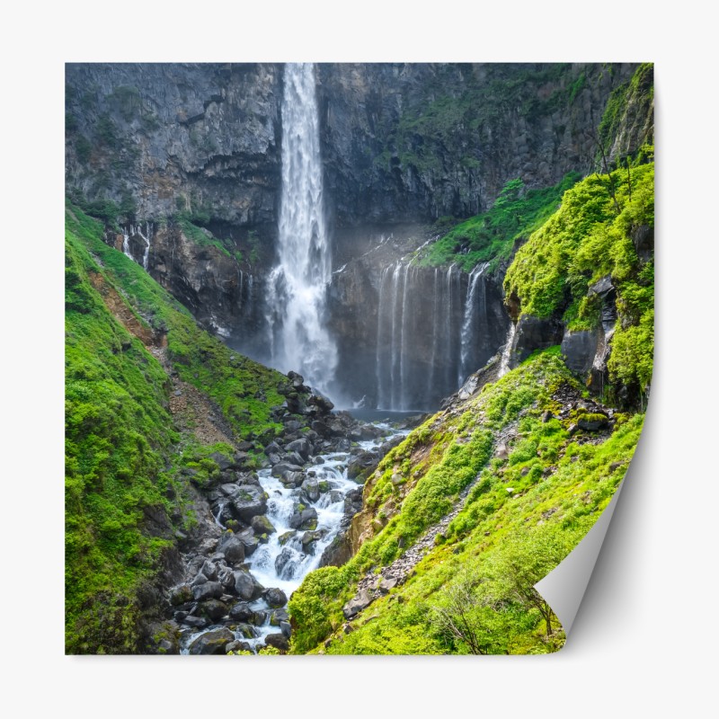 Repositionierbarer Aufkleber sonniger landweg durch grüne wiesen – Wallnifity®
