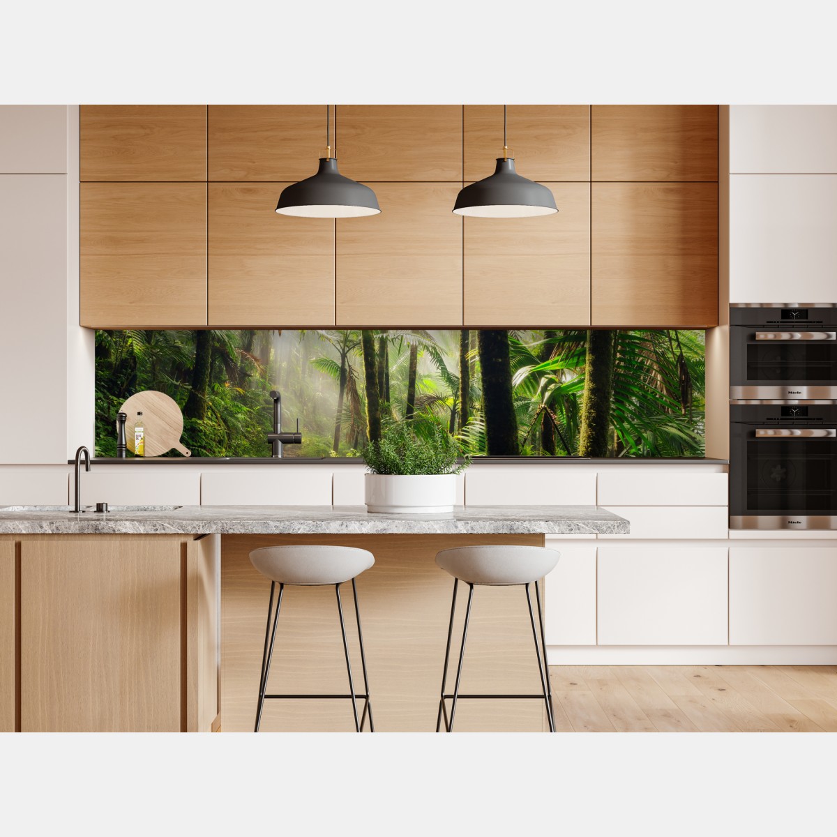 Repositionierbarer Aufkleber tropischer regenwald mit sonnenstrahlen – Wallnifity® Repositionierbarer Aufkleber tropischer regenwald mit sonnenstrahlen – Wallnifity®