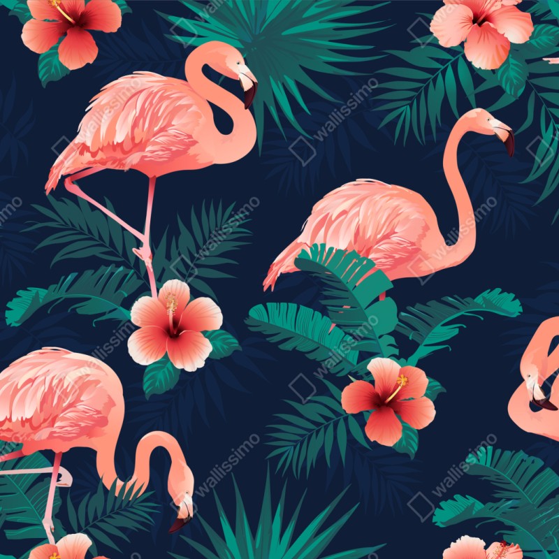 Repositionierbarer Aufkleber tropisches rosa flamingo-muster – Wallnifity® Repositionierbarer Aufkleber tropisches rosa flamingo-muster – Wallnifity®