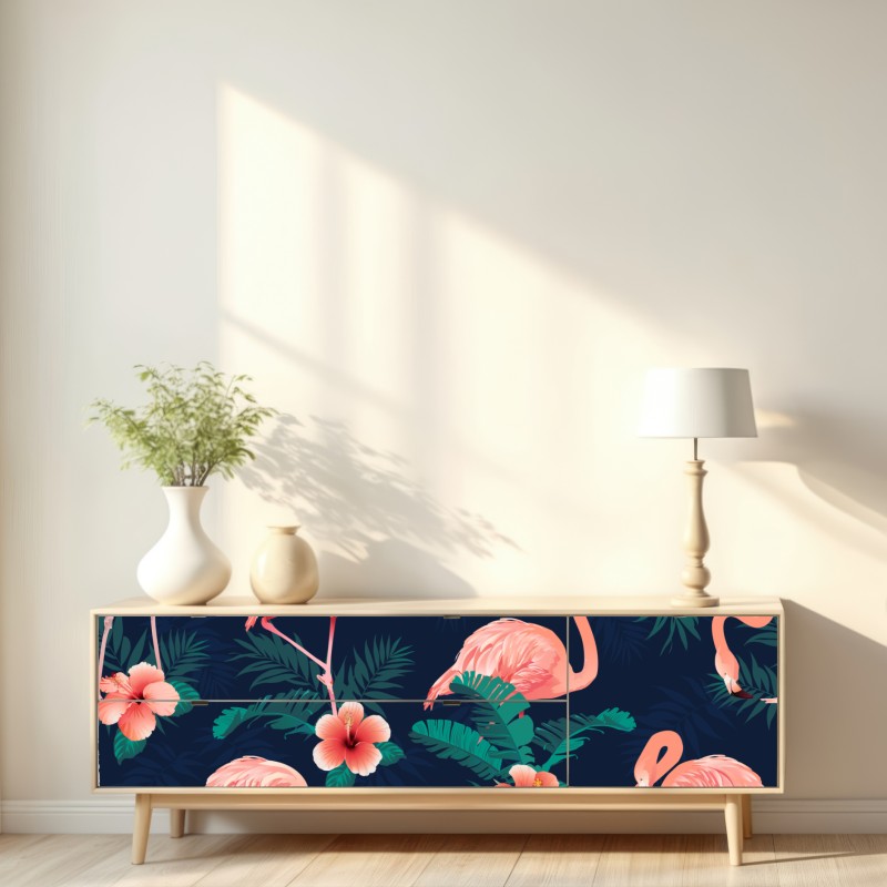 Repositionierbarer Aufkleber tropisches rosa flamingo-muster – Wallnifity® Repositionierbarer Aufkleber tropisches rosa flamingo-muster – Wallnifity®
