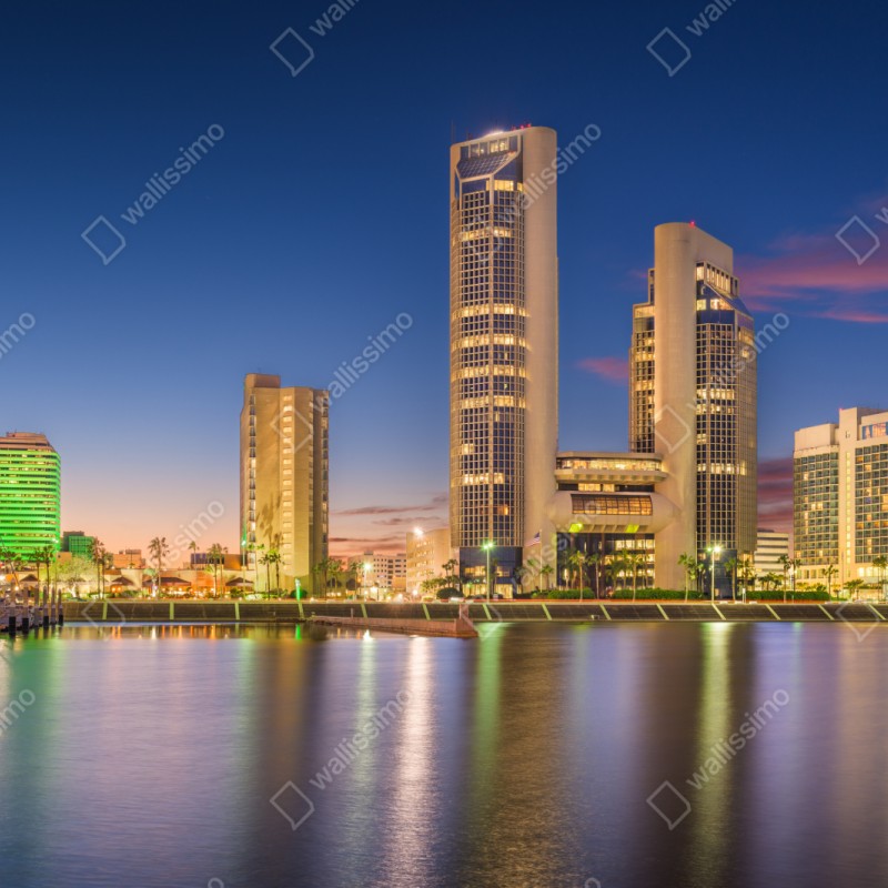 Repositionierbarer Aufkleber Corpus Christi skyline bei dämmerung – Wallnifity® Repositionierbarer Aufkleber Corpus Christi skyline bei dämmerung – Wallnifity®