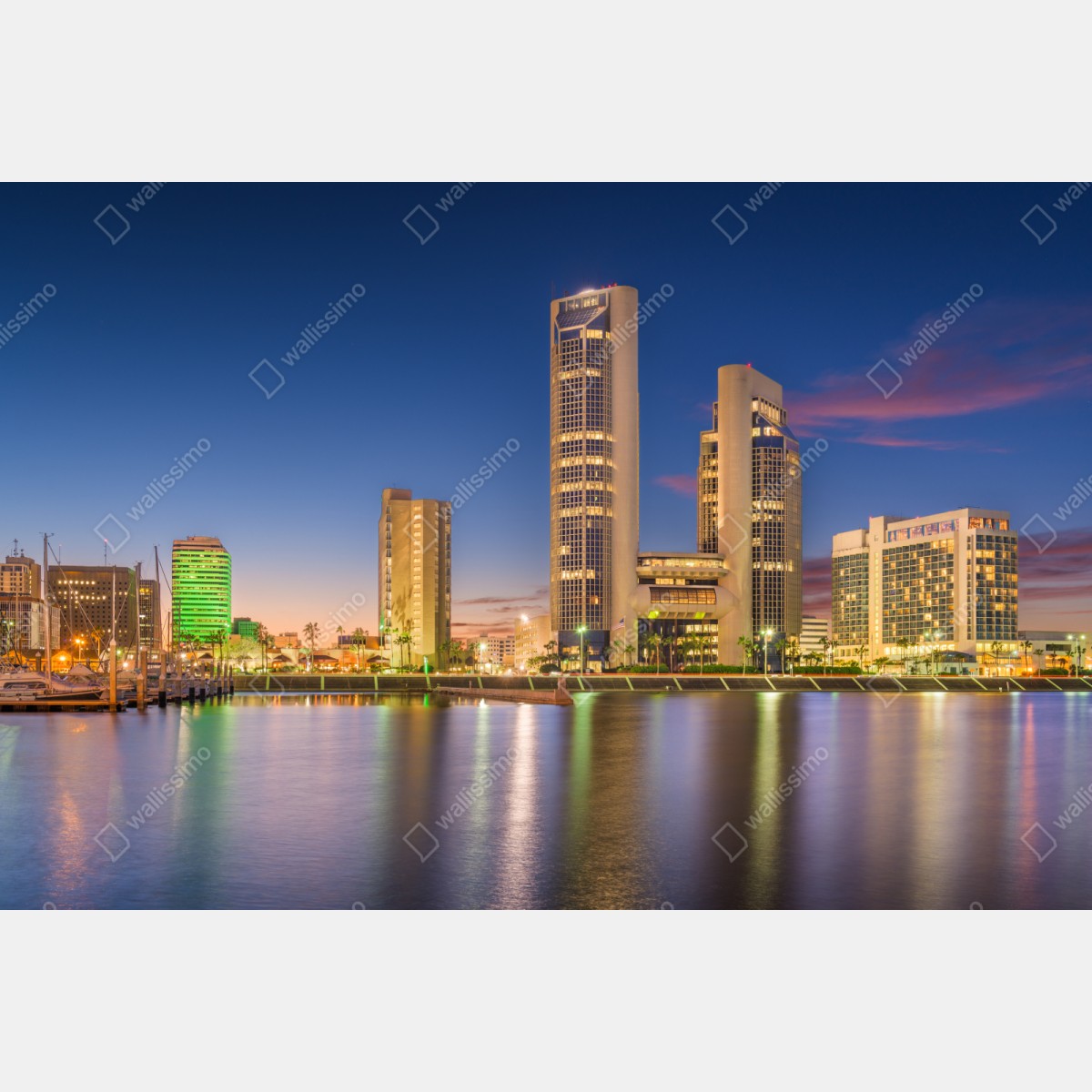 Repositionierbarer Aufkleber Corpus Christi skyline bei dämmerung – Wallnifity® Repositionierbarer Aufkleber Corpus Christi skyline bei dämmerung – Wallnifity®