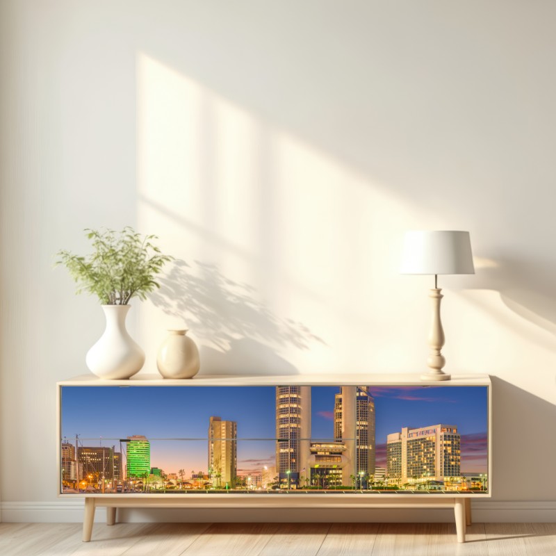 Repositionierbarer Aufkleber Corpus Christi skyline bei dämmerung – Wallnifity® Repositionierbarer Aufkleber Corpus Christi skyline bei dämmerung – Wallnifity®