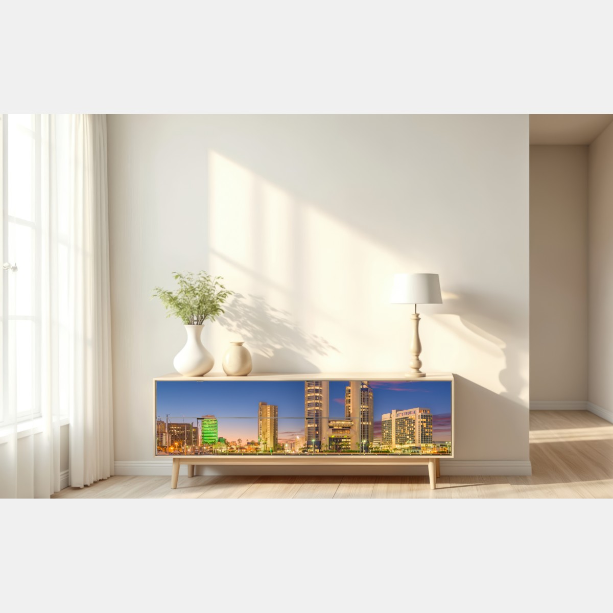 Repositionierbarer Aufkleber Corpus Christi skyline bei dämmerung – Wallnifity® Repositionierbarer Aufkleber Corpus Christi skyline bei dämmerung – Wallnifity®