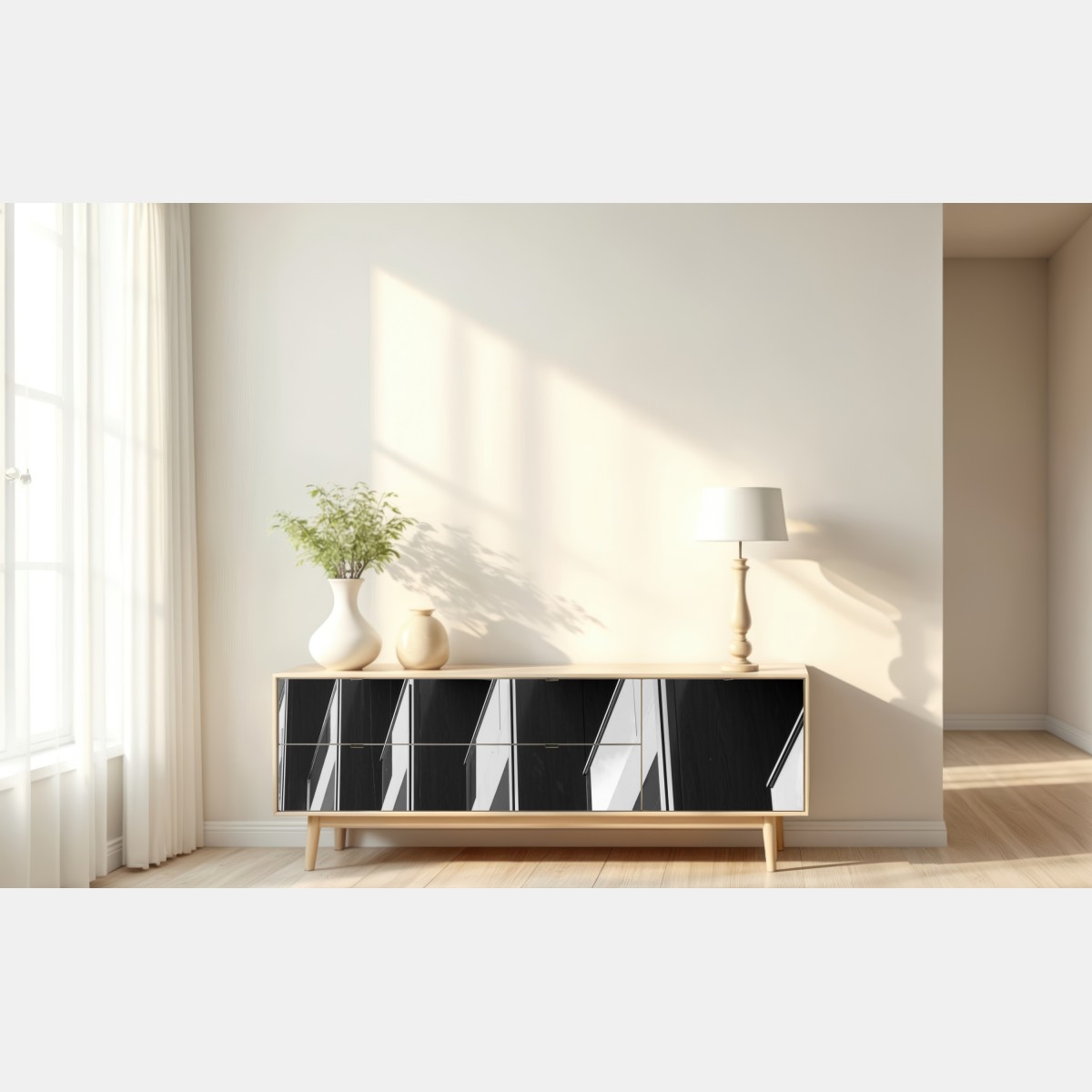 Repositionierbarer Aufkleber geometrischer rhythmus der balkone – Wallnifity® Repositionierbarer Aufkleber geometrischer rhythmus der balkone – Wallnifity®