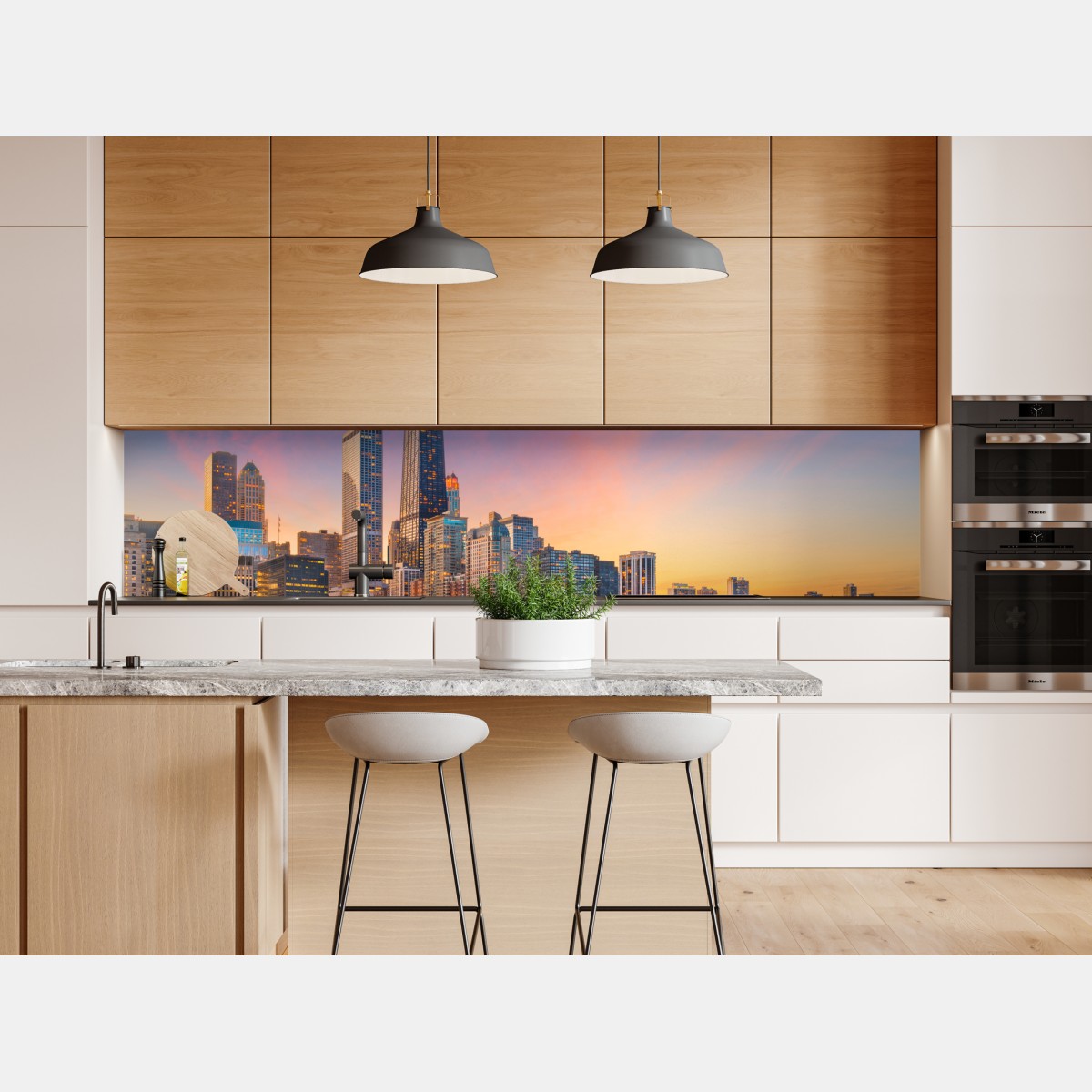 Repositionierbarer Aufkleber Chicago skyline bei dämmerung – Wallnifity® Repositionierbarer Aufkleber Chicago skyline bei dämmerung – Wallnifity®