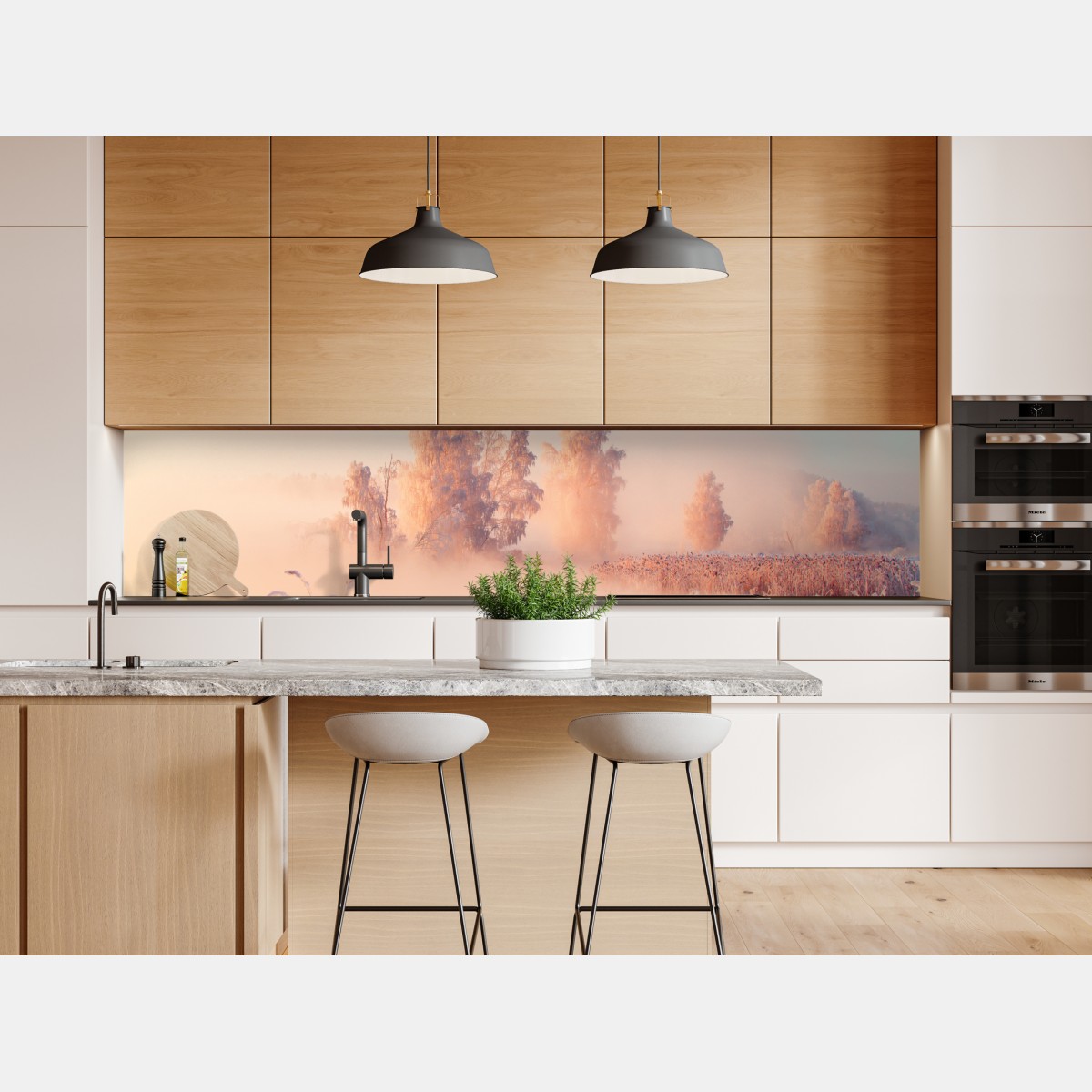 Repositionierbarer Aufkleber winterlicher sonnenaufgang über einer frostigen wiese – Wallnifity® Repositionierbarer Aufkleber winterlicher sonnenaufgang über einer frostigen wiese – Wallnifity®