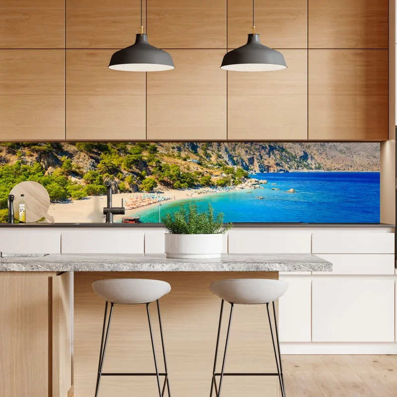 Repositionierbarer Aufkleber segelboot am Apella strand, Karpathos – Wallnifity® Repositionierbarer Aufkleber segelboot am Apella strand, Karpathos – Wallnifity®