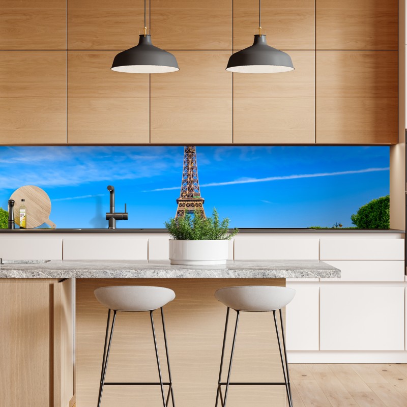 Repositionierbarer Aufkleber Eiffelturm am Champ de Mars, lebendige pariser skyline – Wallnifity® Repositionierbarer Aufkleber Eiffelturm am Champ de Mars, lebendige pariser skyline – Wallnifity®