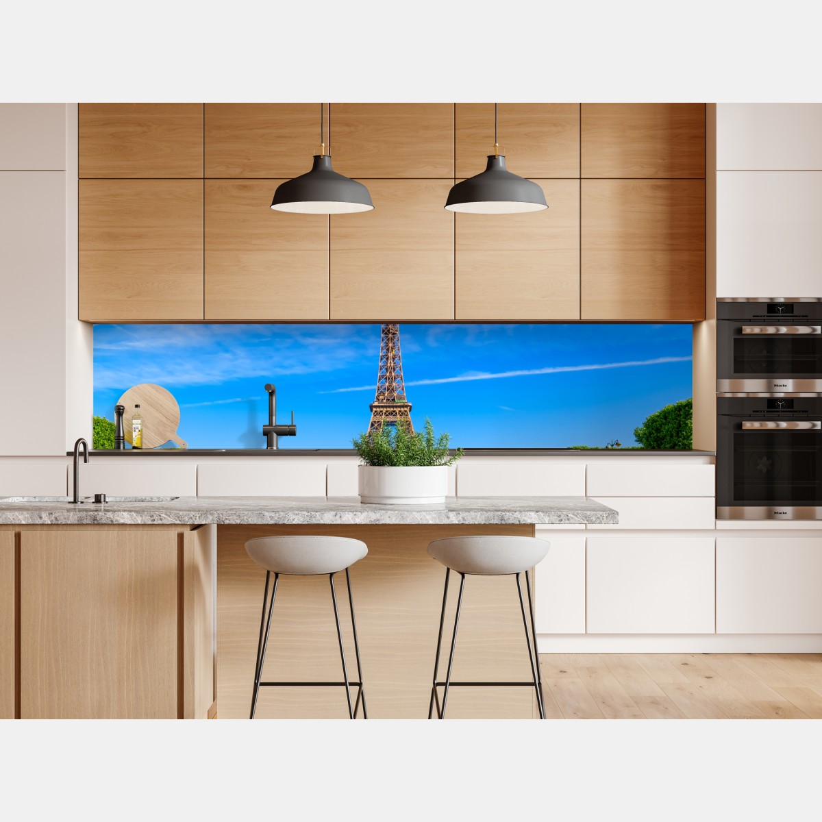 Repositionierbarer Aufkleber Eiffelturm am Champ de Mars, lebendige pariser skyline – Wallnifity® Repositionierbarer Aufkleber Eiffelturm am Champ de Mars, lebendige pariser skyline – Wallnifity®