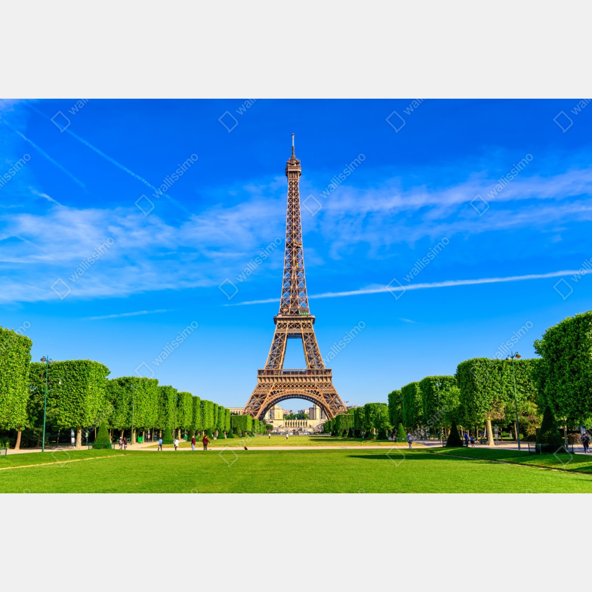 Repositionierbarer Aufkleber Eiffelturm am Champ de Mars, lebendige pariser skyline – Wallnifity® Repositionierbarer Aufkleber Eiffelturm am Champ de Mars, lebendige pariser skyline – Wallnifity®