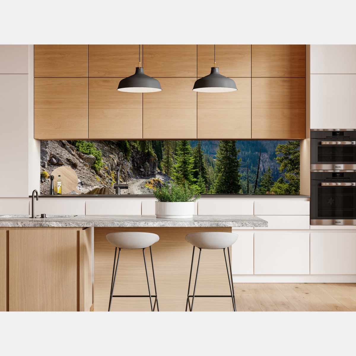 Repositionierbarer Aufkleber bergpfad durch alpinen wald – Wallnifity® Repositionierbarer Aufkleber bergpfad durch alpinen wald – Wallnifity®