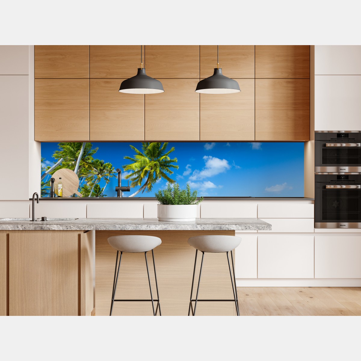 Repositionierbarer Aufkleber tropischer strand mit palmen und türkisfarbenem wasser – Wallnifity® Repositionierbarer Aufkleber tropischer strand mit palmen und türkisfarbenem wasser – Wallnifity®