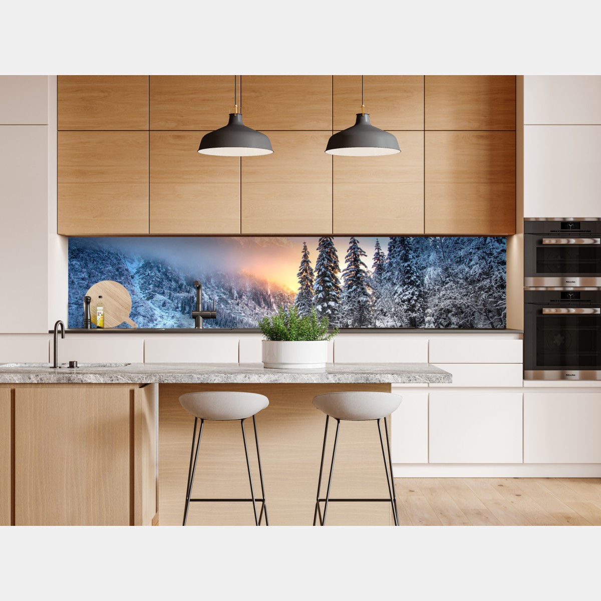 Repositionierbarer Aufkleber winterlicher sonnenaufgang am Morskie Oko – Wallnifity® Repositionierbarer Aufkleber winterlicher sonnenaufgang am Morskie Oko – Wallnifity®