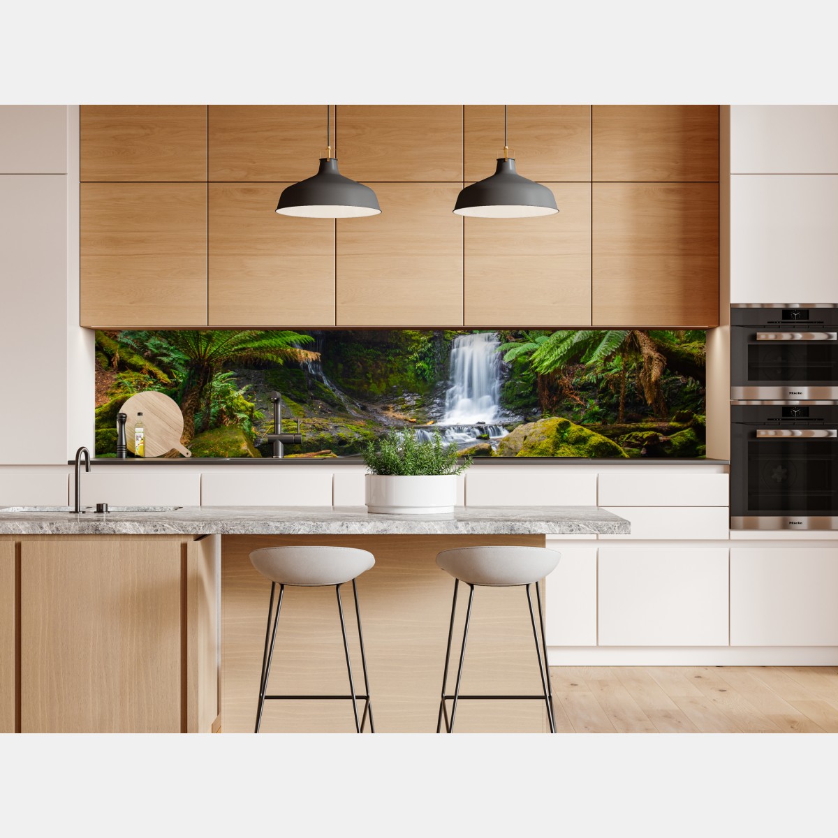 Repositionierbarer Aufkleber üppiger waldwasserfall – Wallnifity® Repositionierbarer Aufkleber üppiger waldwasserfall – Wallnifity®